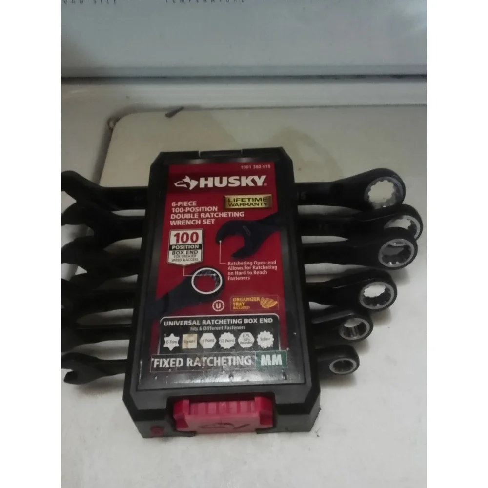 Husky 6 Piece 100- Position Double Ratcheting Wrench Set 100 Position Box End...